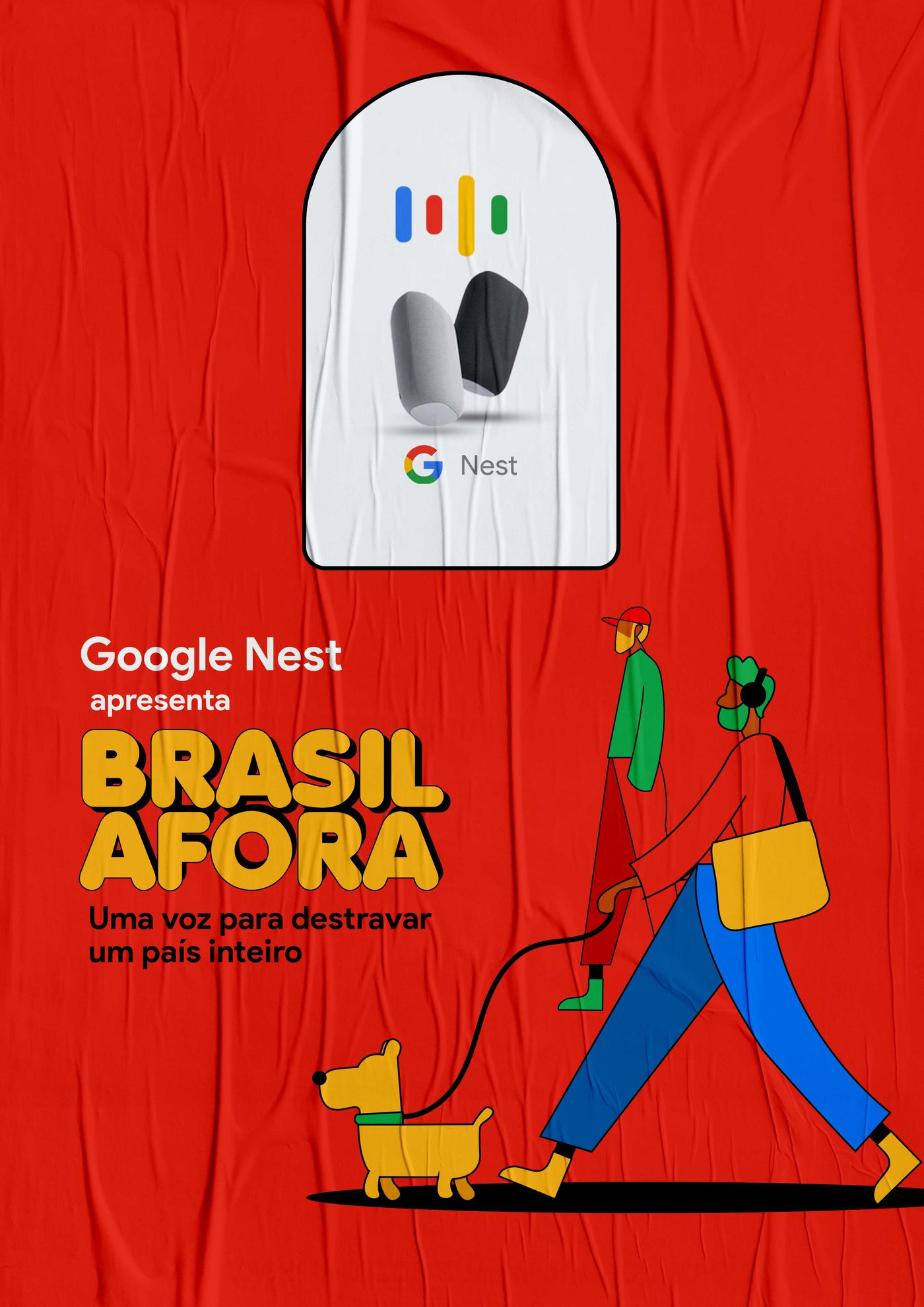 Google Nest Brasil Afora red poster